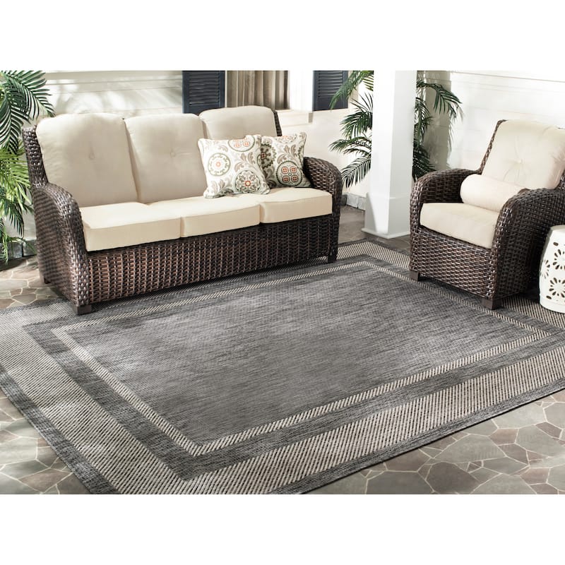 SAFAVIEH Courtyard Obdulia Casual Rug - 8' x 10' - 8' x 10' - Black/Beige