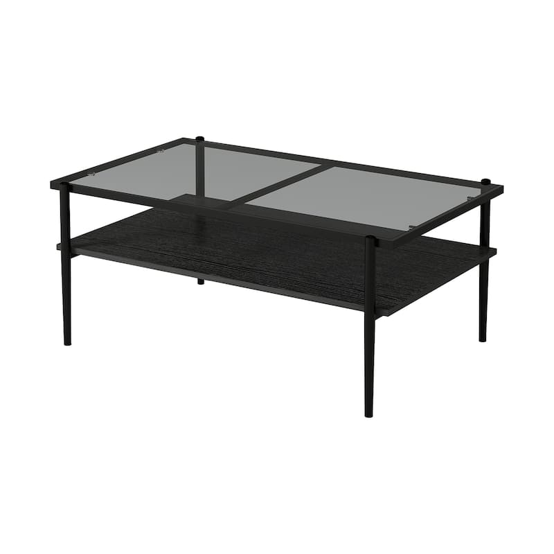 Rectangle Coffee Table with Gray Tempered Glass top