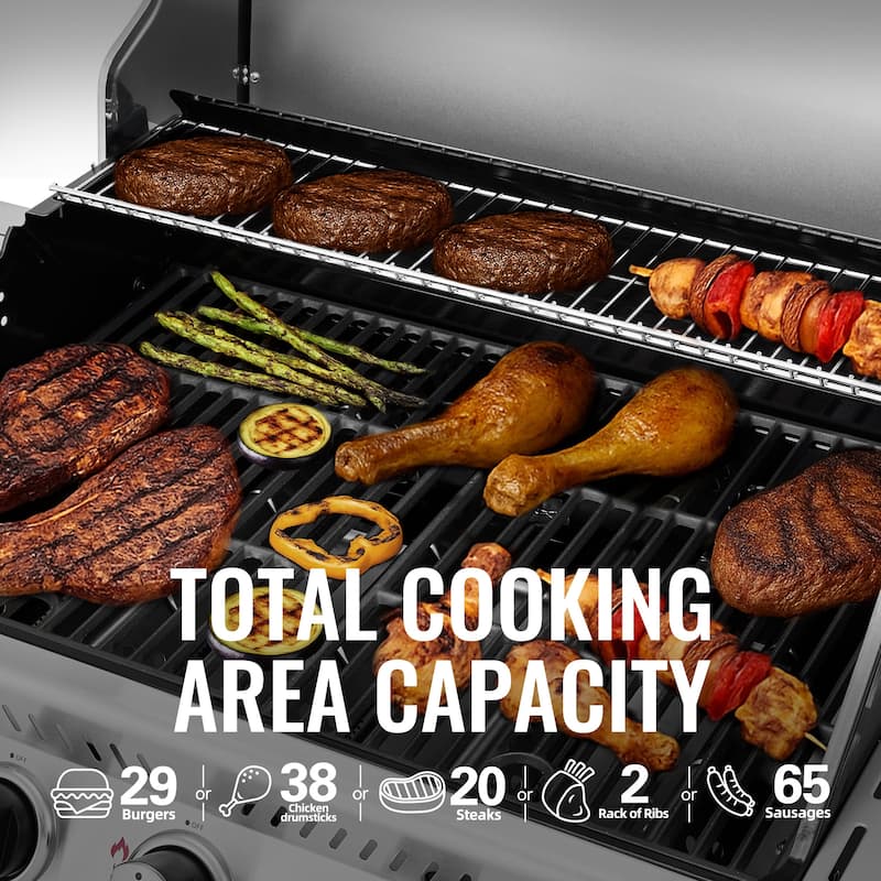 Royal Gourmet GA5401T 5-Burner BBQ Liquid Propane Gas Grill with Sear Burner and Side Burner, Silver