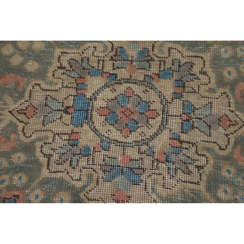 Light Blue Traditional Tabriz Persian Area Rug Handmade Wool Carpet - 6'5"x 9'5"