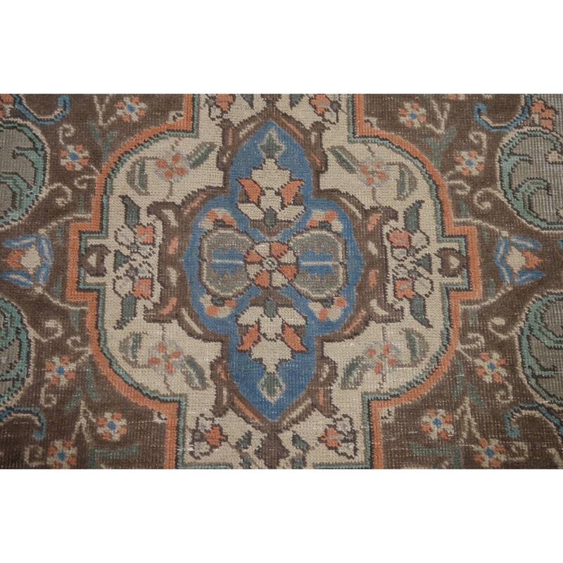 Hand Knotted Oriental 100% Wool Carpet Traditional Medallion Greys & Charcoal Tabriz Area Rug - 10' 9'' X 7' 2''