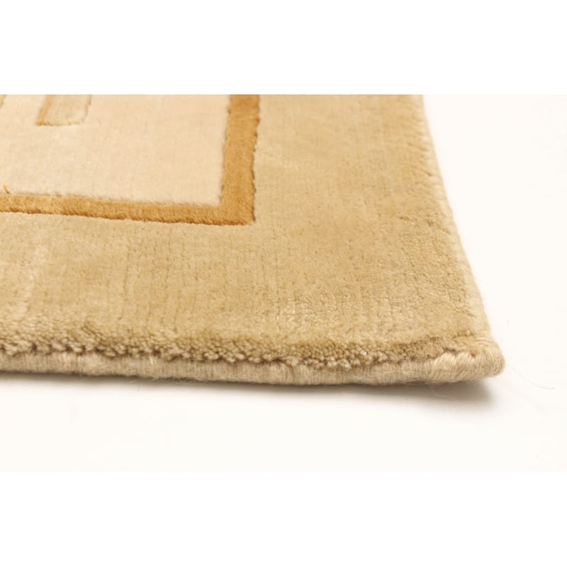 ECARPETGALLERY Hand-knotted Silk Touch Cream Wool Rug - 4'0 x 5'10