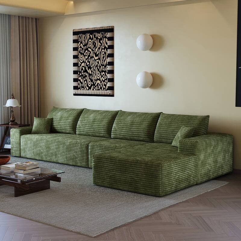 Sofa 135-in Casual Green 4 -seater Right Sectional - 8' x 10'