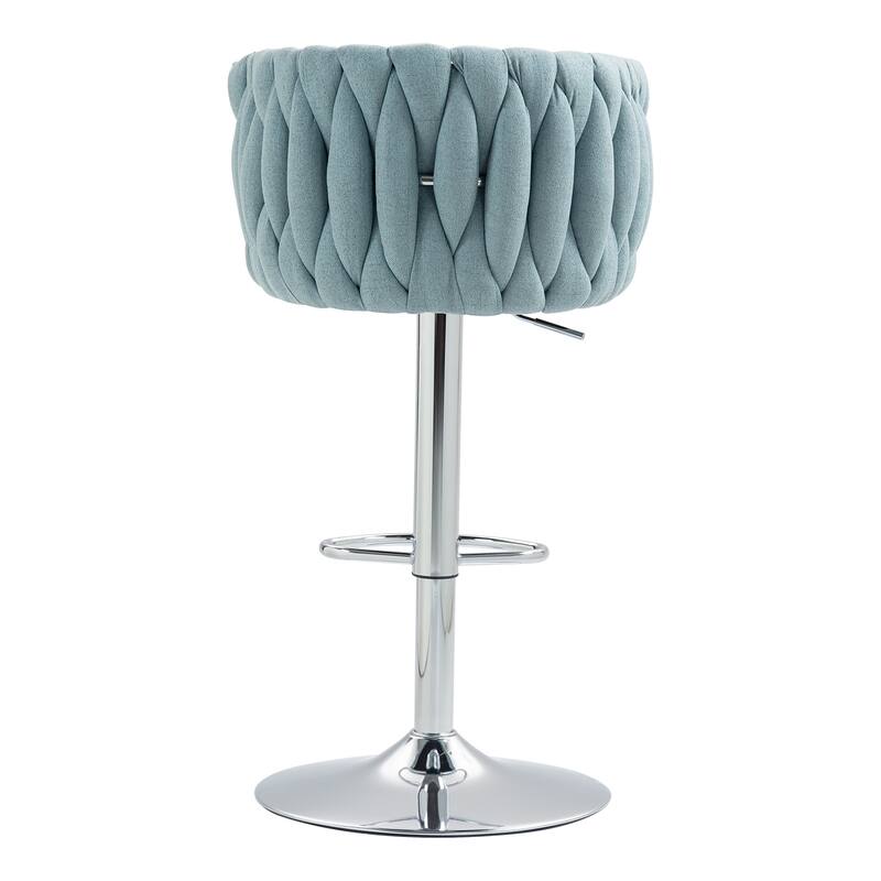 Fabric Cover Swivel Bar Stools Set of 2, Counter Height Chair with Back and Footrest, Dining Room Chair with Metal Frame