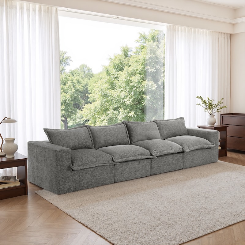 No Assembly Chenille Modular Sectional Sofa Comfy Cloud Couch