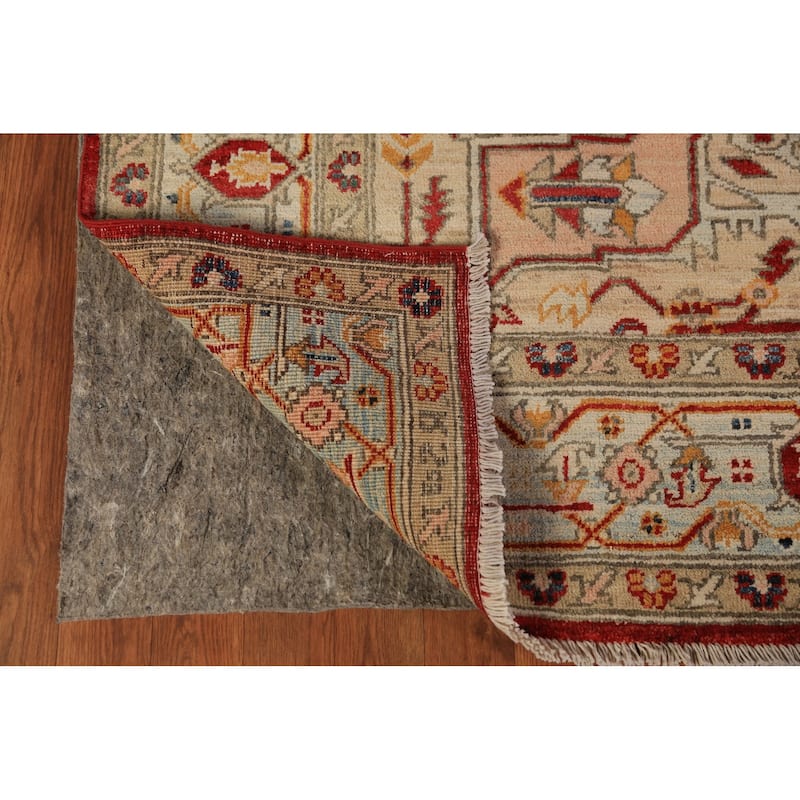 Geometric Heriz Serapi Vegetable Dye Area Rug Handmade Wool Carpet - 6'11"x 10'1"