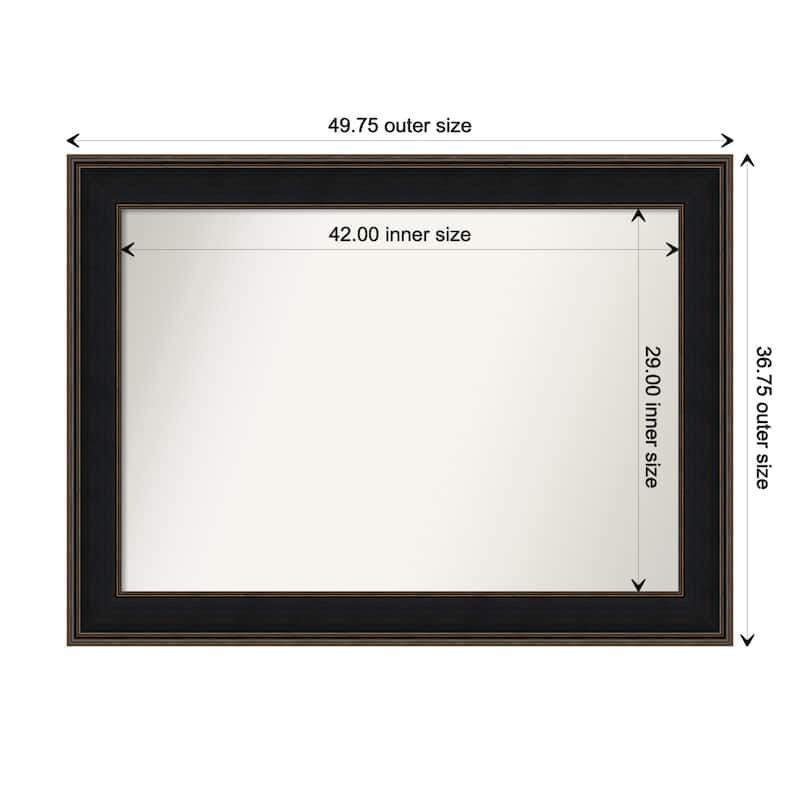 Mezzanine Espresso Framed Non-Beveled Custom Wall Mirror, Bathroom Vanity Mirror - Outer Size: 49.75 x 36.75