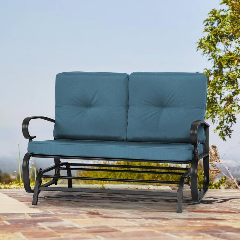 2-Person Outdoor Patio Glider Rocking Chair Cushioned Bench Loveseat