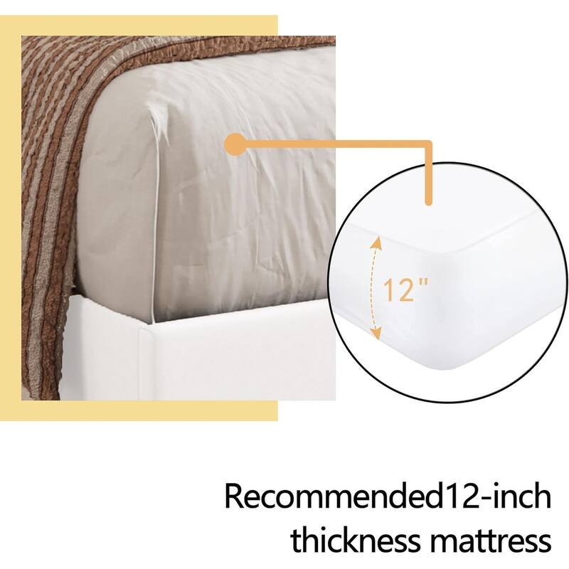 alazyhome Upholstered Platform Bed Frame with Button Tufting Headboard
