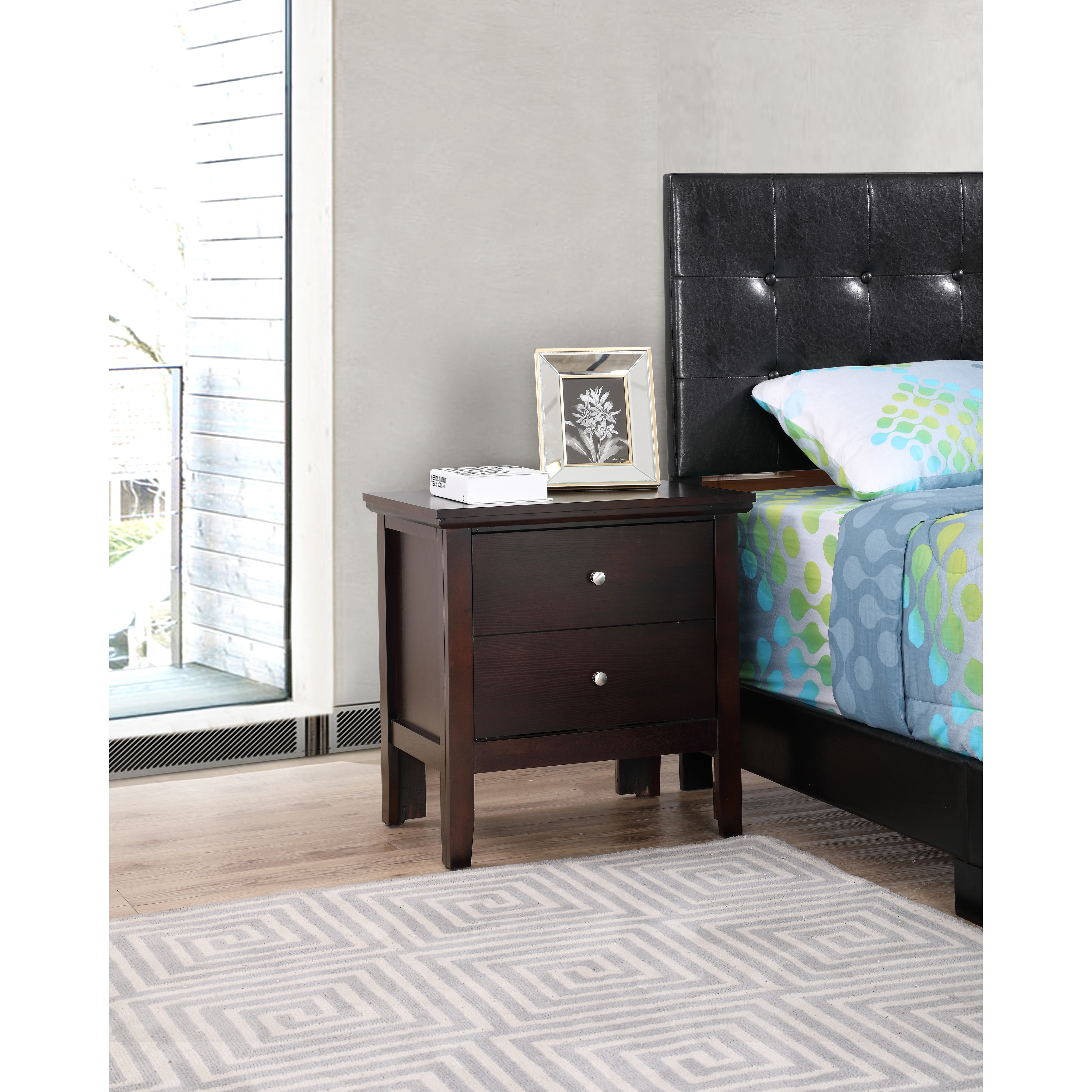 Glory Furniture Nova Transitional Wood 2-drawer Nightstand Table