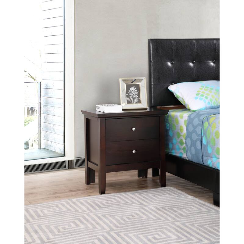 Modern 24-in Double-Drawer Nightstand with Metal Knob