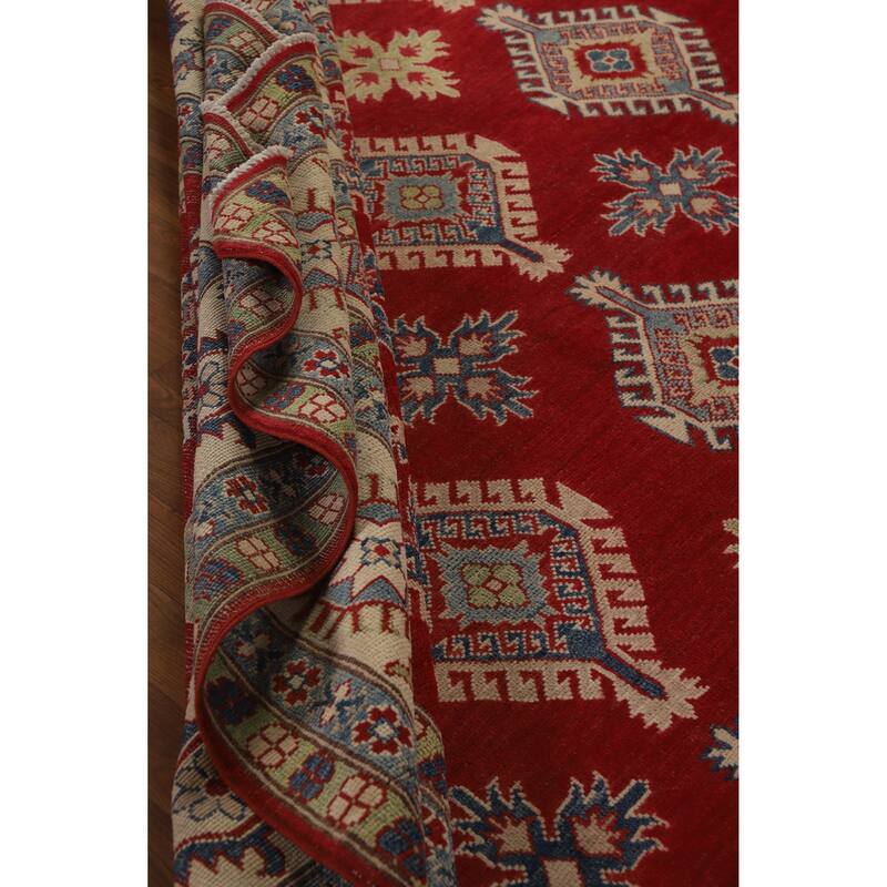 Hand Knotted Oriental 100% Wool Carpet Traditional Geometric Red Kazak Area Rug - 12' 10'' X 9' 6''