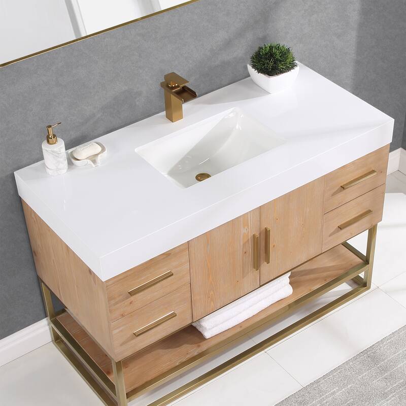 Altair Bianco Bath Vanity with White Composite Stone Top,no Mirror