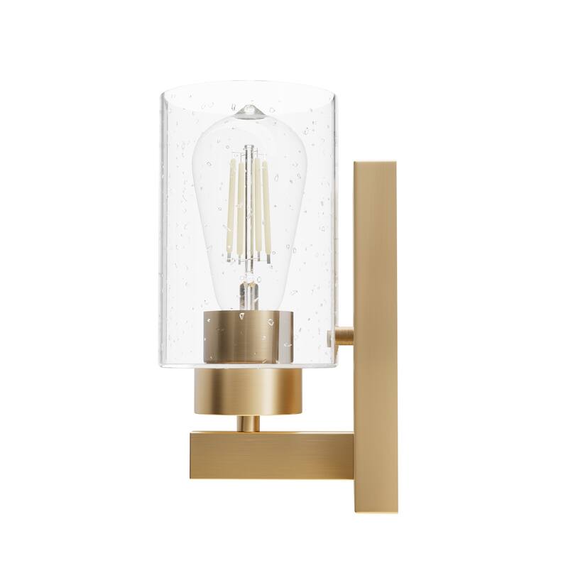 Hunter Hartland 1 Light Wall Sconce - Hallway, Bathroom, Bedside - Round, Clear Seeded Glass - Modern, Transitional - Damp-Rated
