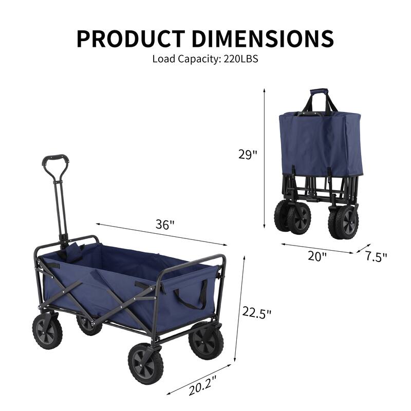 GDY Convenient Outdoor Camping Wagon, Folding Cart with Wheels, Outdoor Shopping Trolley