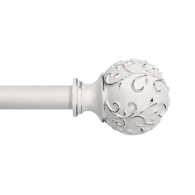 Lumi 3/4" Single Curtain Rod Set White- Farmhouse Ball finials