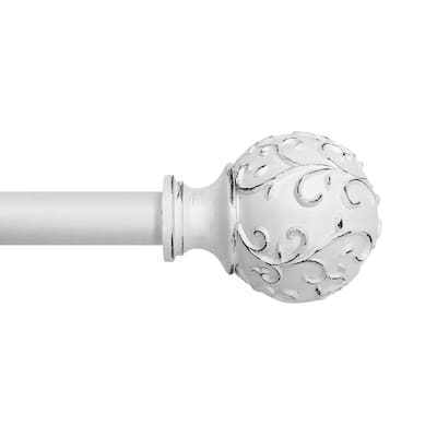 Lumi 3/4" Single Curtain Rod Set White- Farmhouse Ball finials