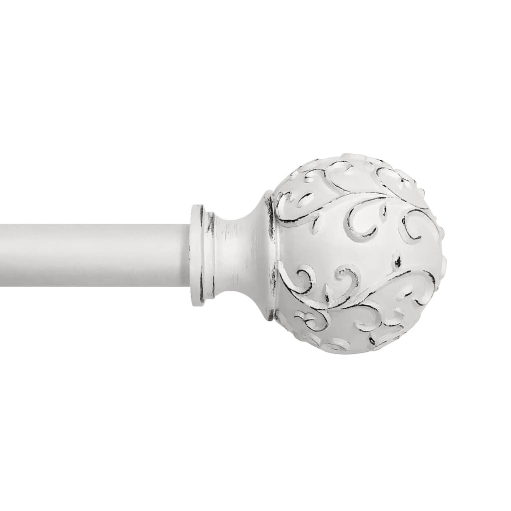 Lumi 3/4" Single Curtain Rod Set White- Farmhouse Ball finials