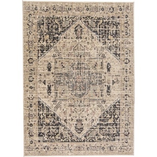Huron Modern Abstract Rug, Charcoal/Natural Tan, Area Rug