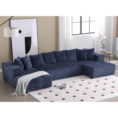 131"Modular Sectional Couch,U-shaped Sofa,Chaise Lounge,Striped fabric,Upholstered 4 Seater Couch for Living Room, Bedroom