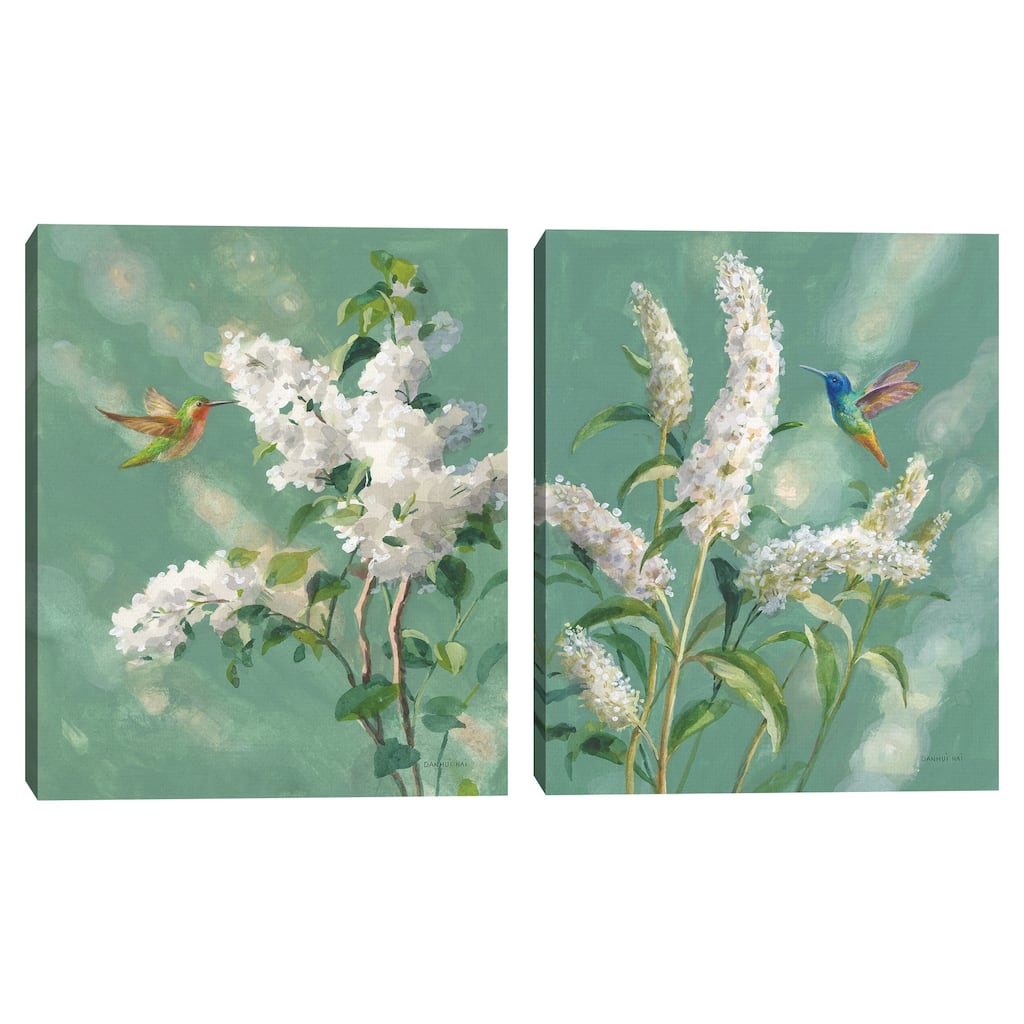Hummingbird Spring I, Hummingbird Spring II by Danhui Nai Canvas Art Prints