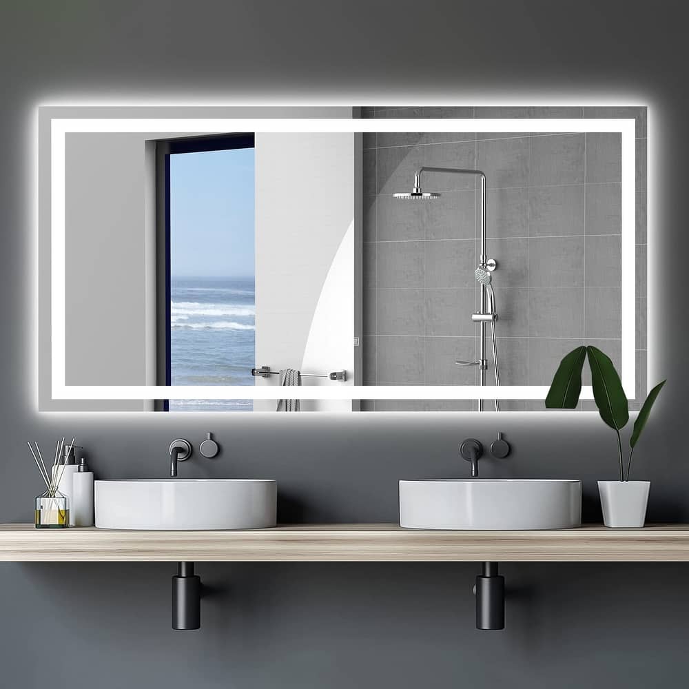 72" x 36" Rectangular Frameless Dimmable Wall Mounted LED Bathroom Vanity Mirror - 72''36''
