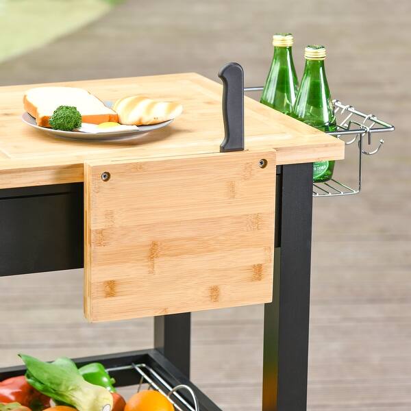 Homcom Rolling Mobile Kitchen Island Cart With Large Work Countertop Knife Rack Integrated Spice Rack Storage Drawer Overstock 31628484