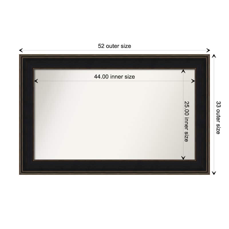 Mezzanine Espresso Framed Non-Beveled Custom Wall Mirror, Bathroom Vanity Mirror - Outer Size: 51.75 x 32.75