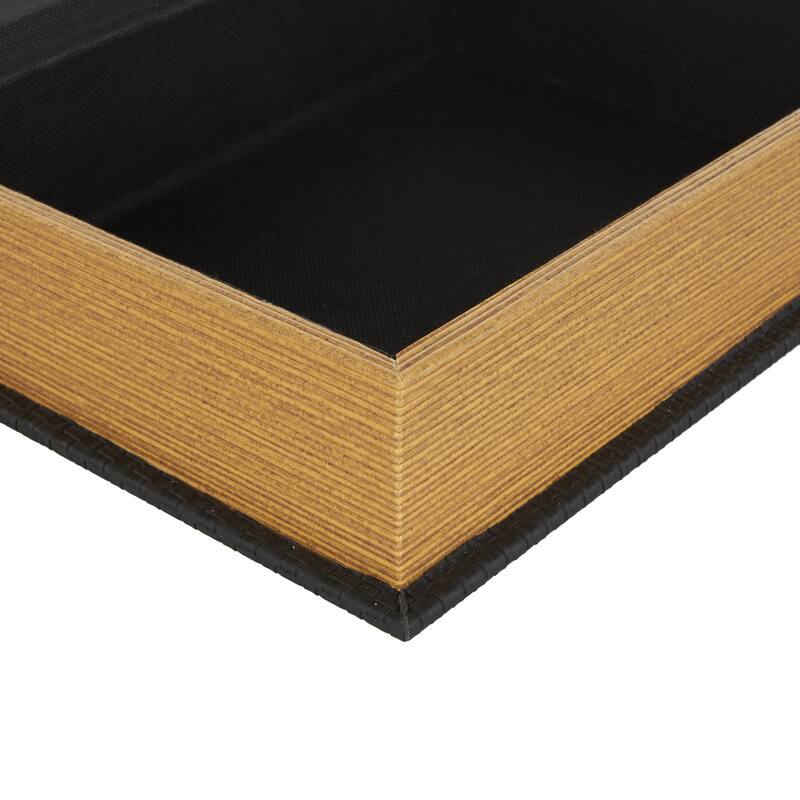 Faux Leather Book Shaped Decorative Box - Set of 3 Brown, Cream, Black, Copper - Roche River Decor