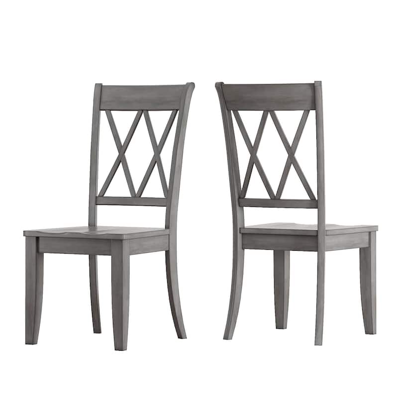 Eleanor Black Farmhouse Trestle Base 6-Piece Dining Set - X Back by iNSPIRE Q Classic - Antique Black Table - Antique Grey Chairs and Bench