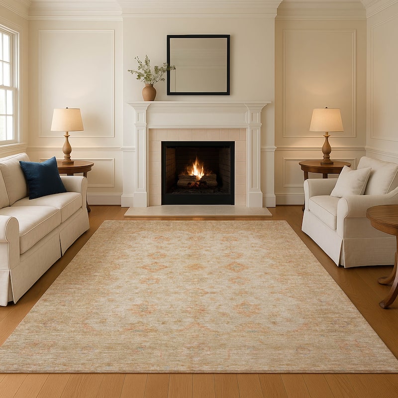 Premium Washable Super Soft Vintage Traditional Mayfield Rug - Beige - 2'6" x 3'10"