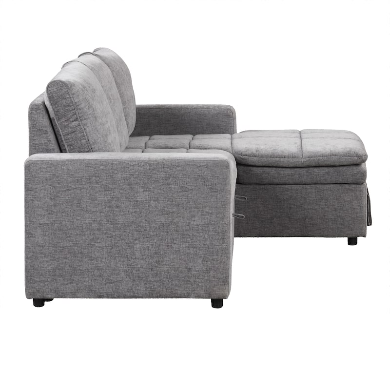 Convertible Sofa Bed with Storage, L-Shaped Design, Upholstered Sofa for Living Room