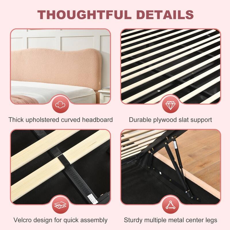 Hydraulic Lift Up Storage Upholstered Platform Bed