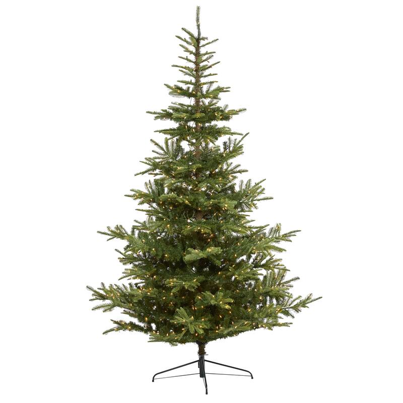 9' Layered Washington Spruce Christmas Tree with 750 Lights - Green