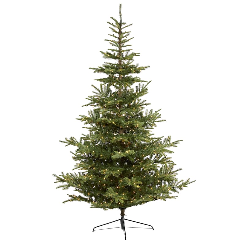 9' Pre-Lit Layered Washington Spruce Artificial Christmas Tree, Clear LED Lights - 9 Foot