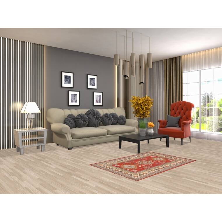 Kazak Accent Rug Hand-Knotted Traditional Orange Wool Carpet - 2'8" x 4'2"