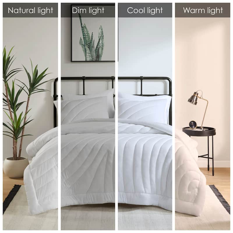 3 PCS King/Cal King Poly Jersey Puffy Comforter Set White
