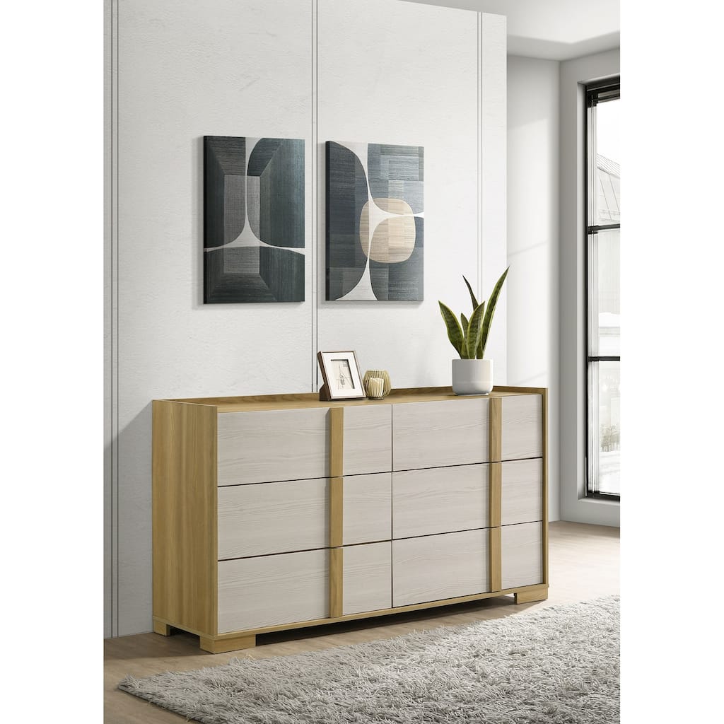 Hyland 6-drawer Dresser with Mirror Natural