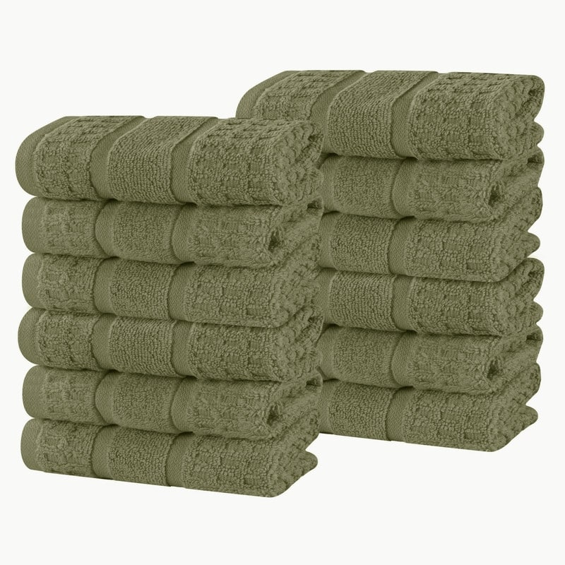 Superior Napa Zero Twist Cotton Waffle Face Towel Washcloth Set of 12