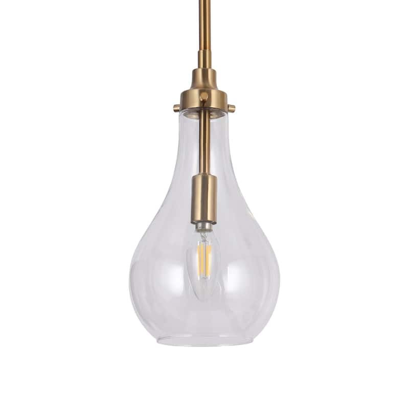 Synia Mid-century Modern Globe Single Farmhouse Pendant Lights with Tear Drop Glass - D 6'' x H 73.3''