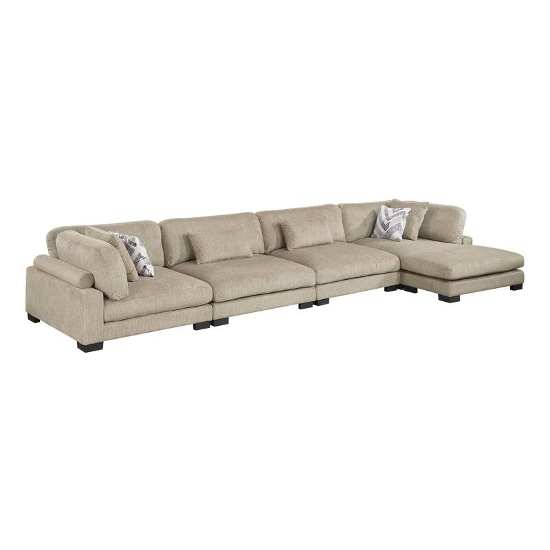 Abbeville Microfiber 4-Piece Modular Sectional with Chaise - Brown
