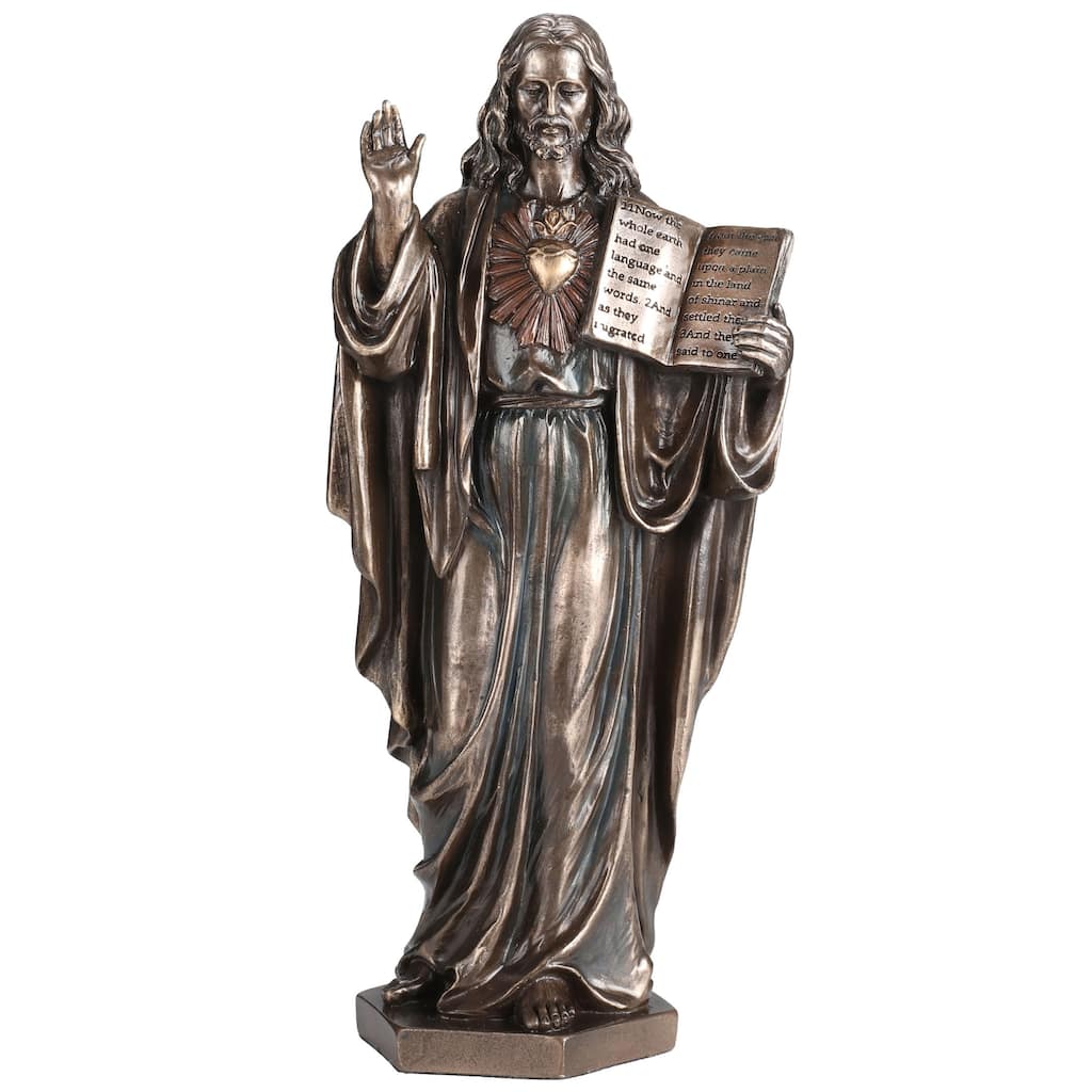 6.5" H SACRED HEART OF JESUS WITH OLD TESTAMENT Cold Cast Bronze - 2.36"x2.76"x6.5"