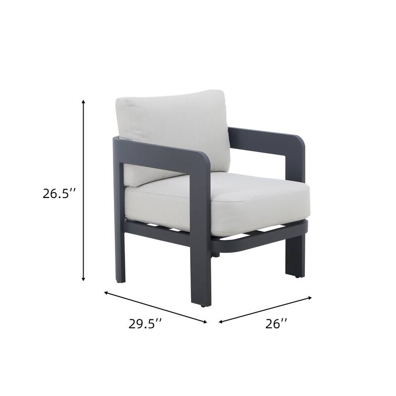 4-Piece Outdoor Patio Convertsation Set with Beige Cushions