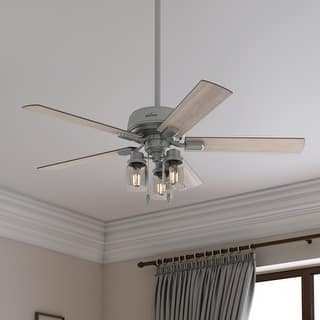 Hunter 52" Hartland Ceiling Fan with 3-Light LED Light and Pull Chains - Farmhouse, Transitional