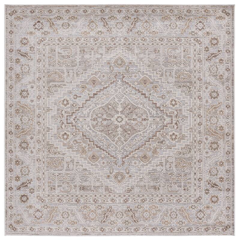 SAFAVIEH Miranda Sumeyra Traditional Rug - 6'6" Square - Beige/Grey Ivory