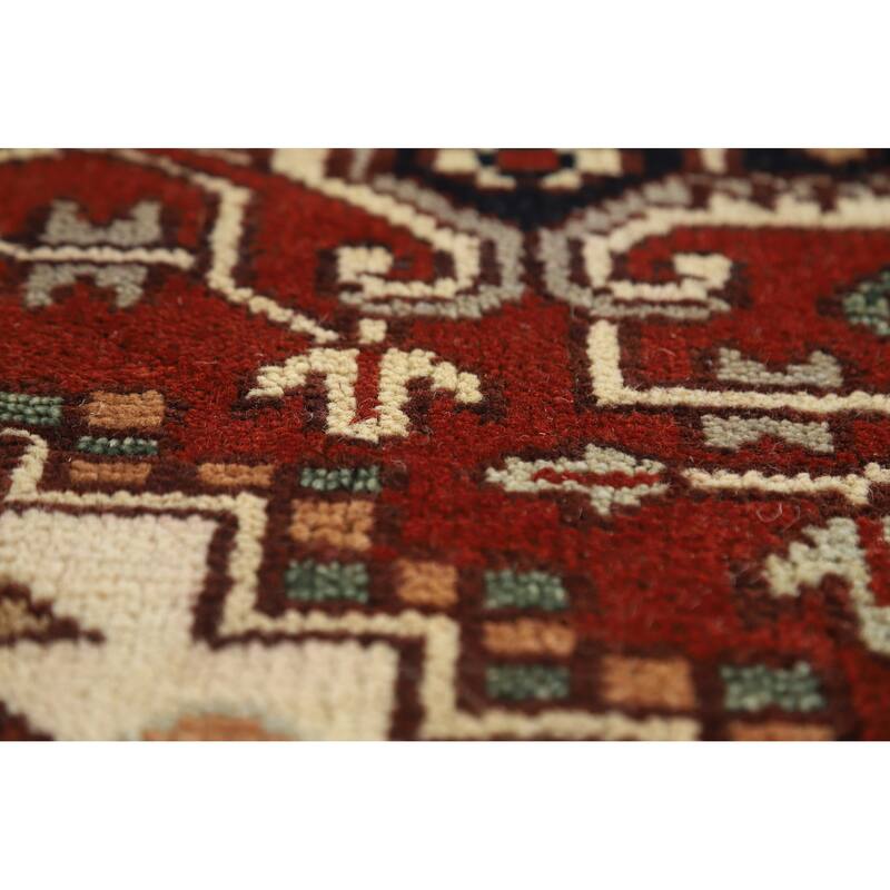 Geometric Ivory Heriz Serapi Indian Area Rug Handmade Wool Carpet - 8'0" x 9'9"