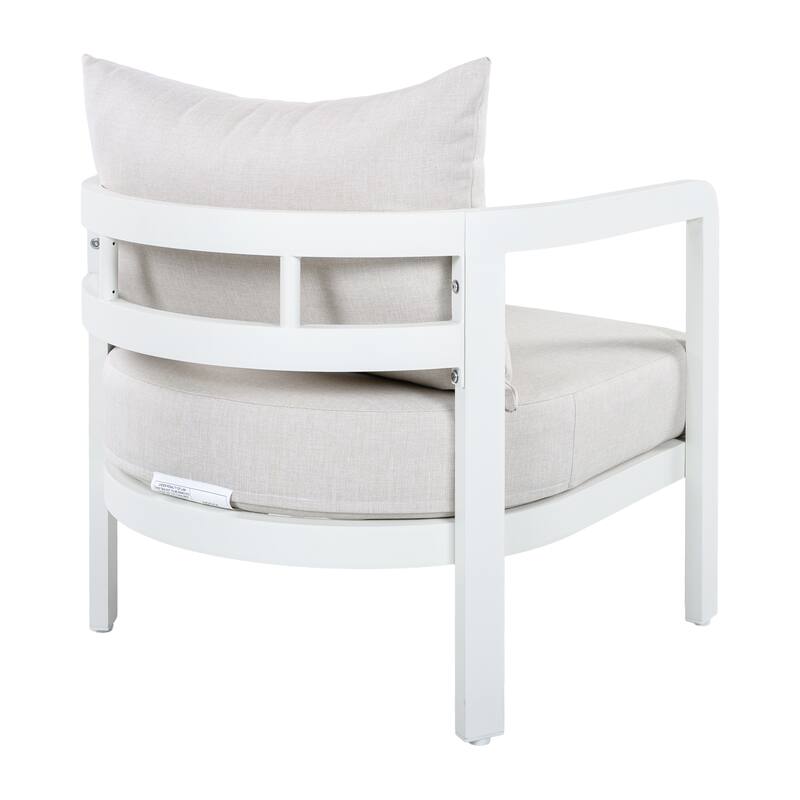 Christopher Knight Home - Modern 27.6" Outdoor Curved Back Patio Club Chair with Aluminum Frame & Water-Resistant Cushions