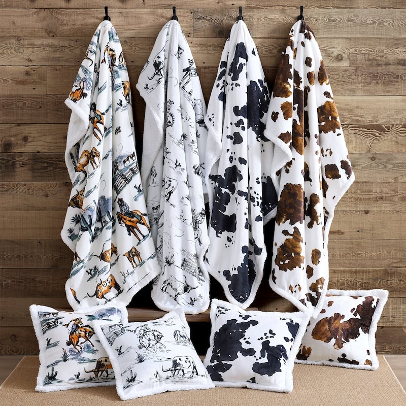 Indigo Hill by HiEnd Accents Campfire Sherpa Fleece Throw, 1PC or 3PC