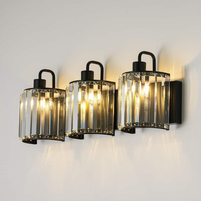3-Light Modern Luxury Metal & Crystal Vanity Wall Light for Bathroom