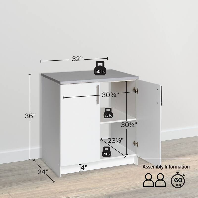 Prepac Winslow Elite 32-inch Base Cabinet, Multiple Finishes - 32 Inch